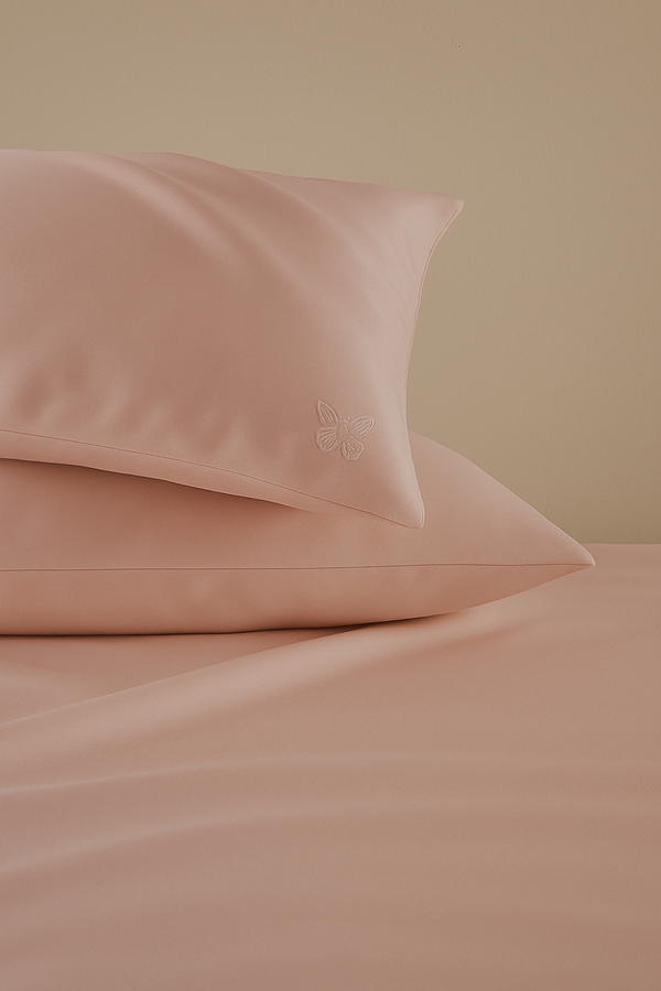 Pre-Order: Blush Pink Butterfly Embroidered Luxury Pillowcase